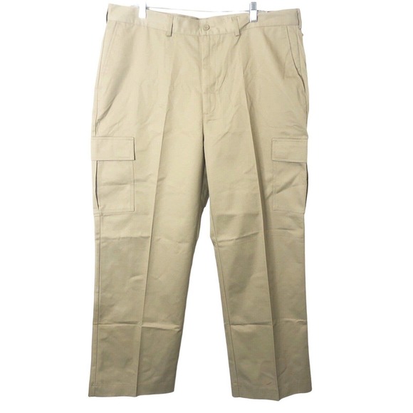 Edwards NWT Men's Khaki Utility Flat Front Cargo Work Uniform Pants Size 40X30 - Picture 1 of 7
